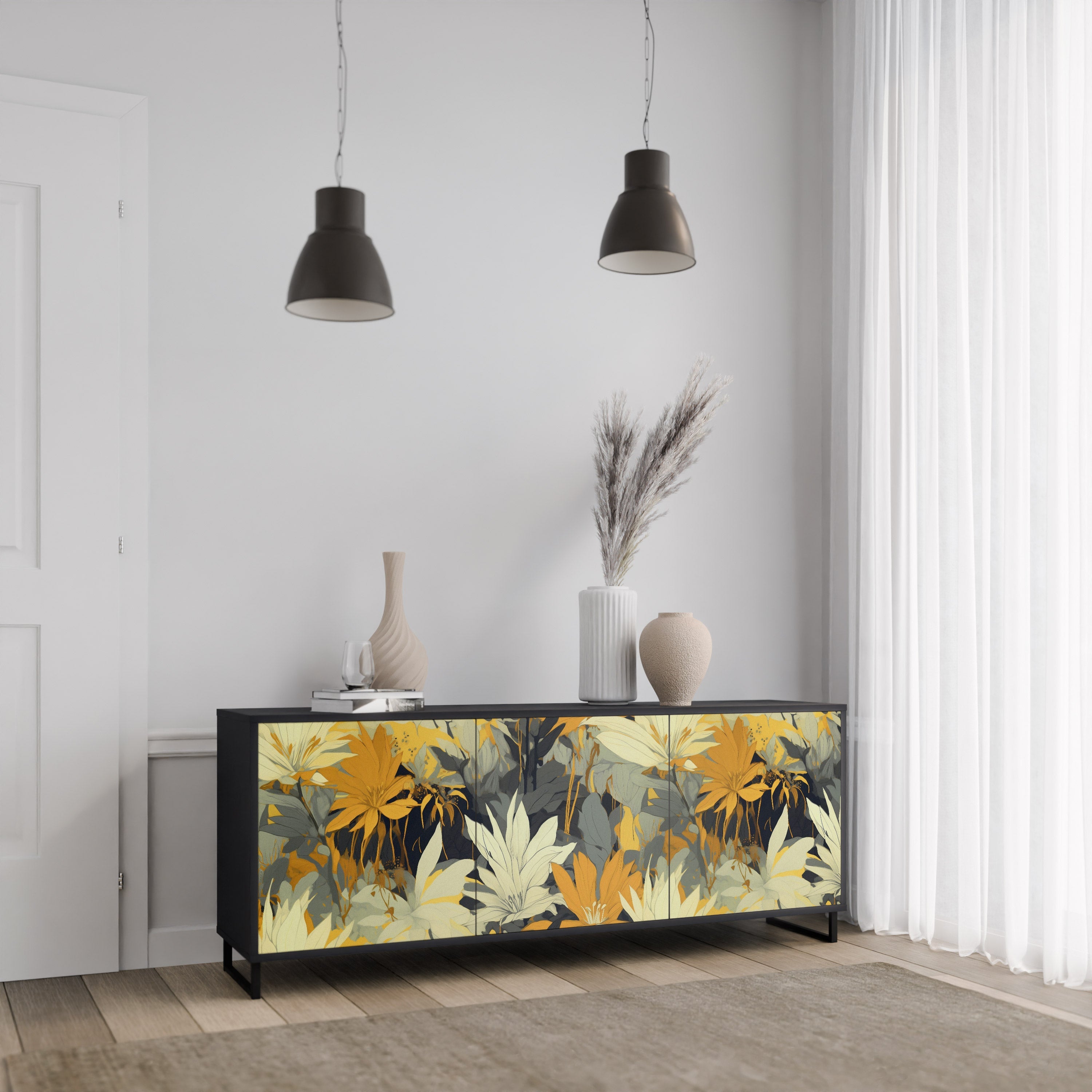 SUNKISSED LILY Sideboard mit 3 Türen in Schwarz