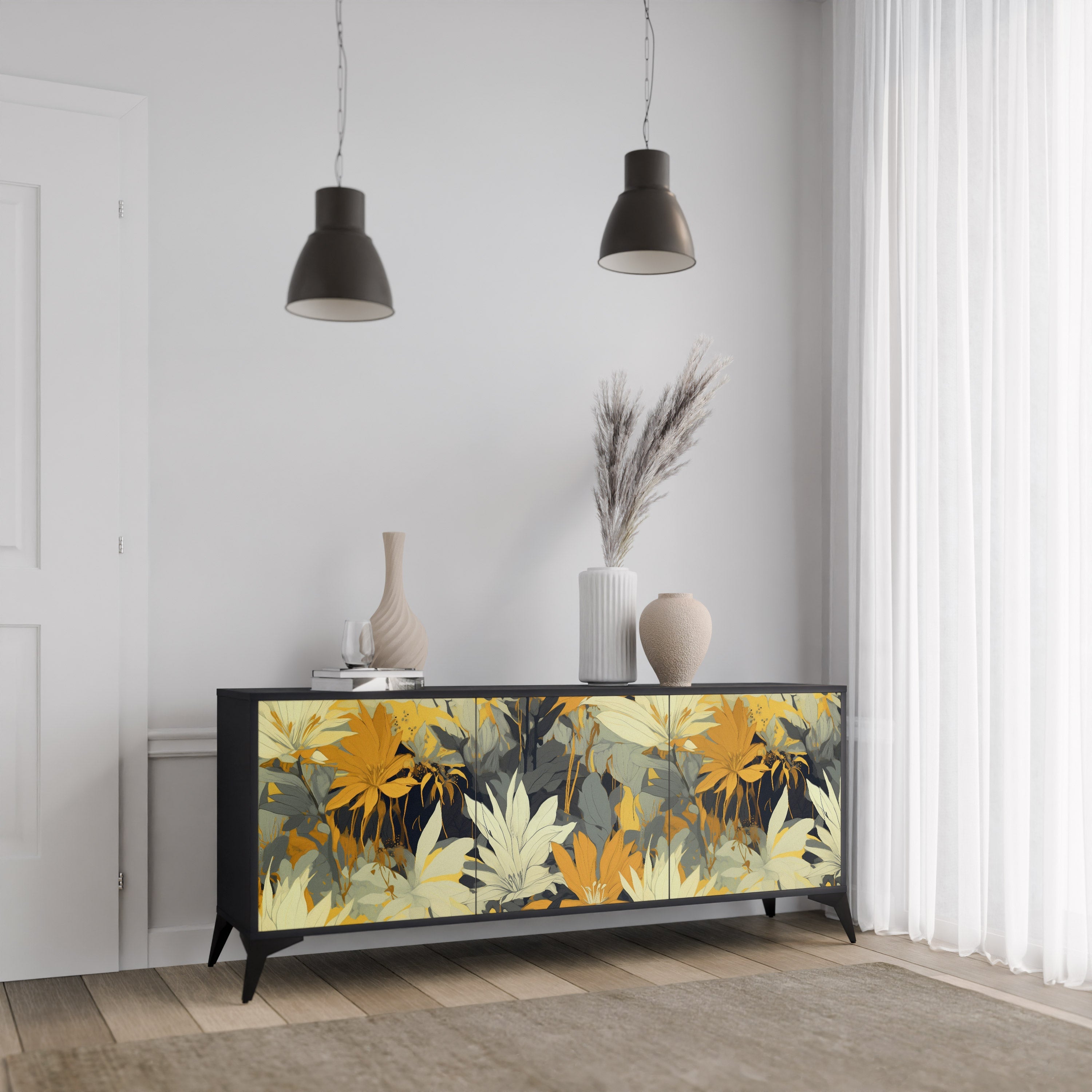 SUNKISSED LILY Sideboard mit 3 Türen in Schwarz