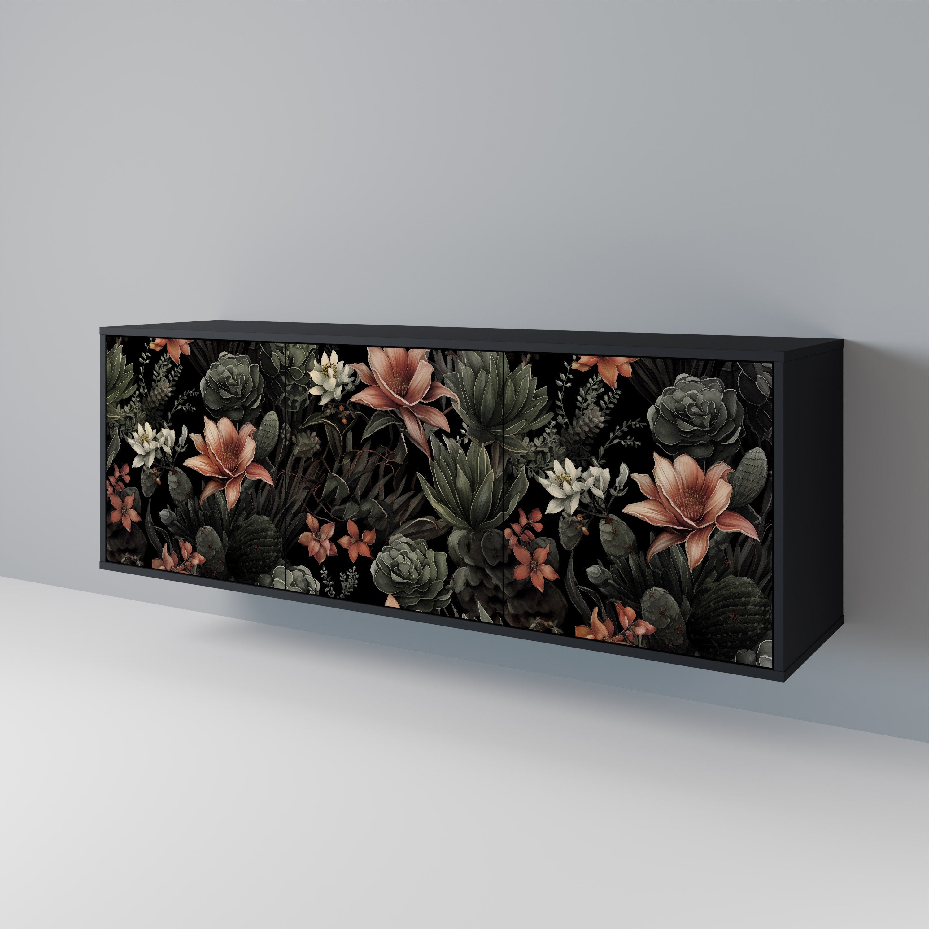 SECRET VERDURE Sideboard mit 3 Türen in Schwarz