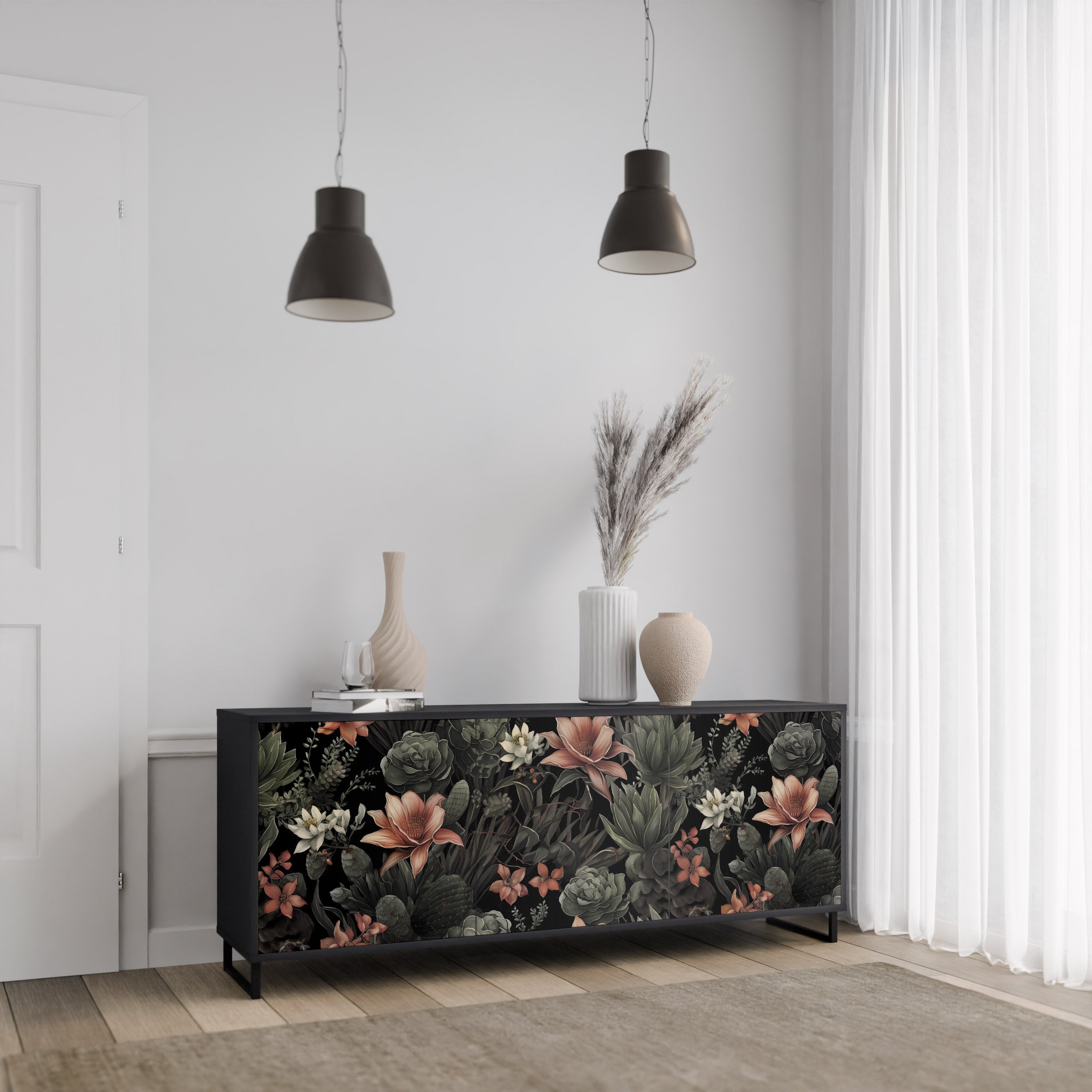 SECRET VERDURE Sideboard mit 3 Türen in Schwarz