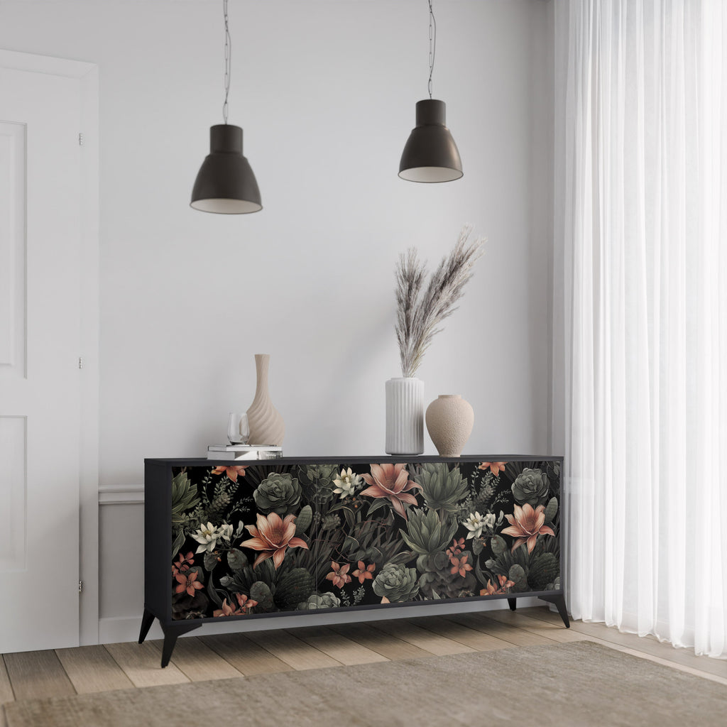 SECRET VERDURE Sideboard mit 3 Türen in Schwarz