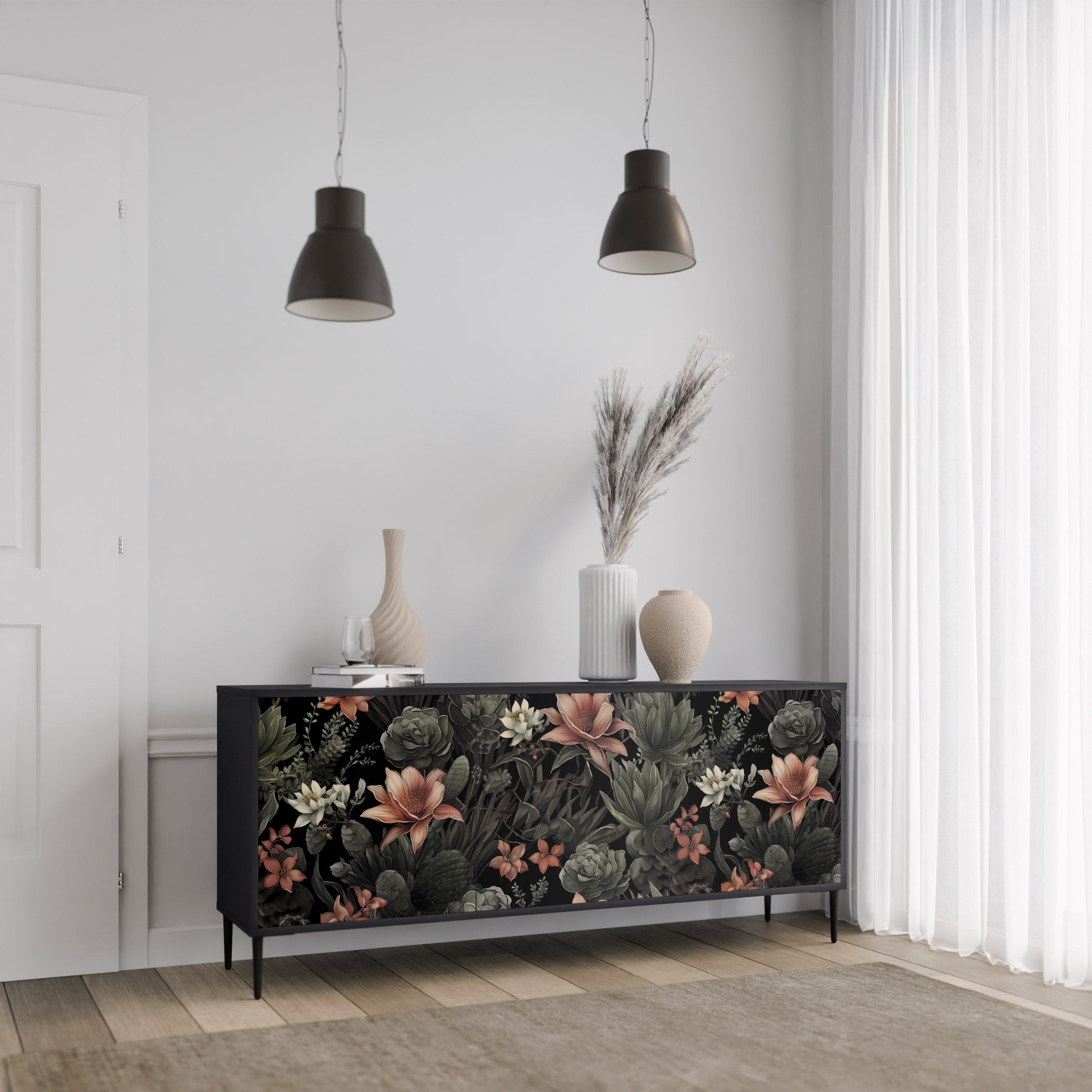 SECRET VERDURE 3-Door Sideboard in Black Finish