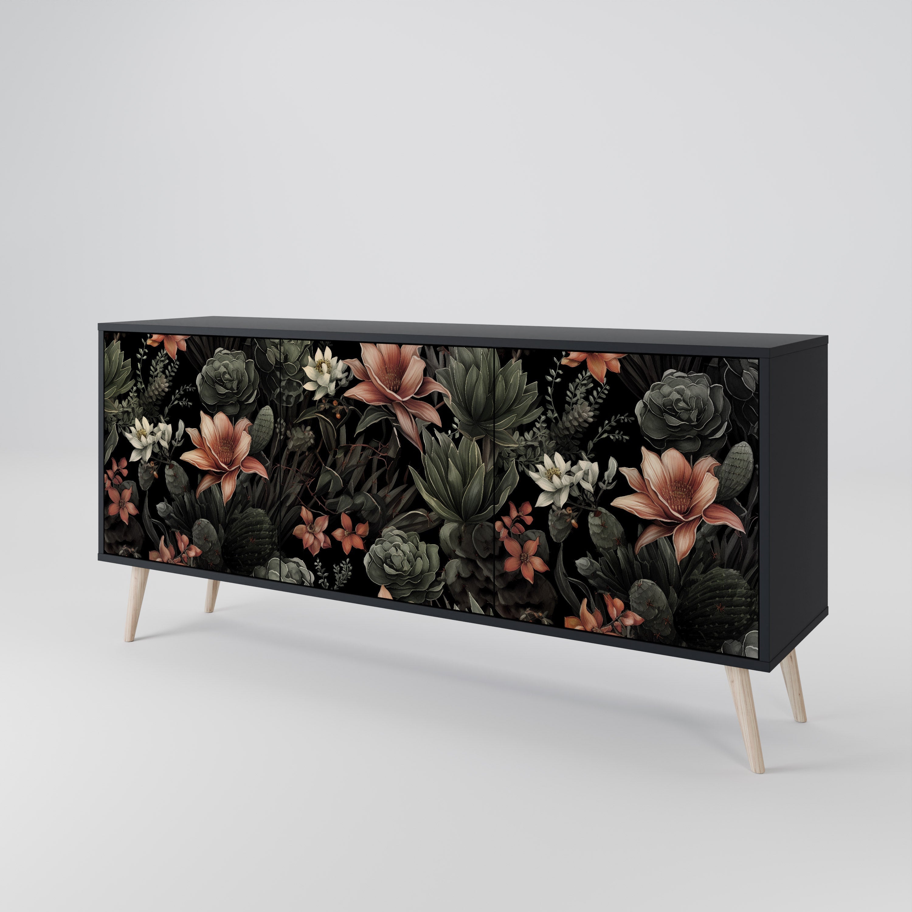 SECRET VERDURE Sideboard mit 3 Türen in Schwarz
