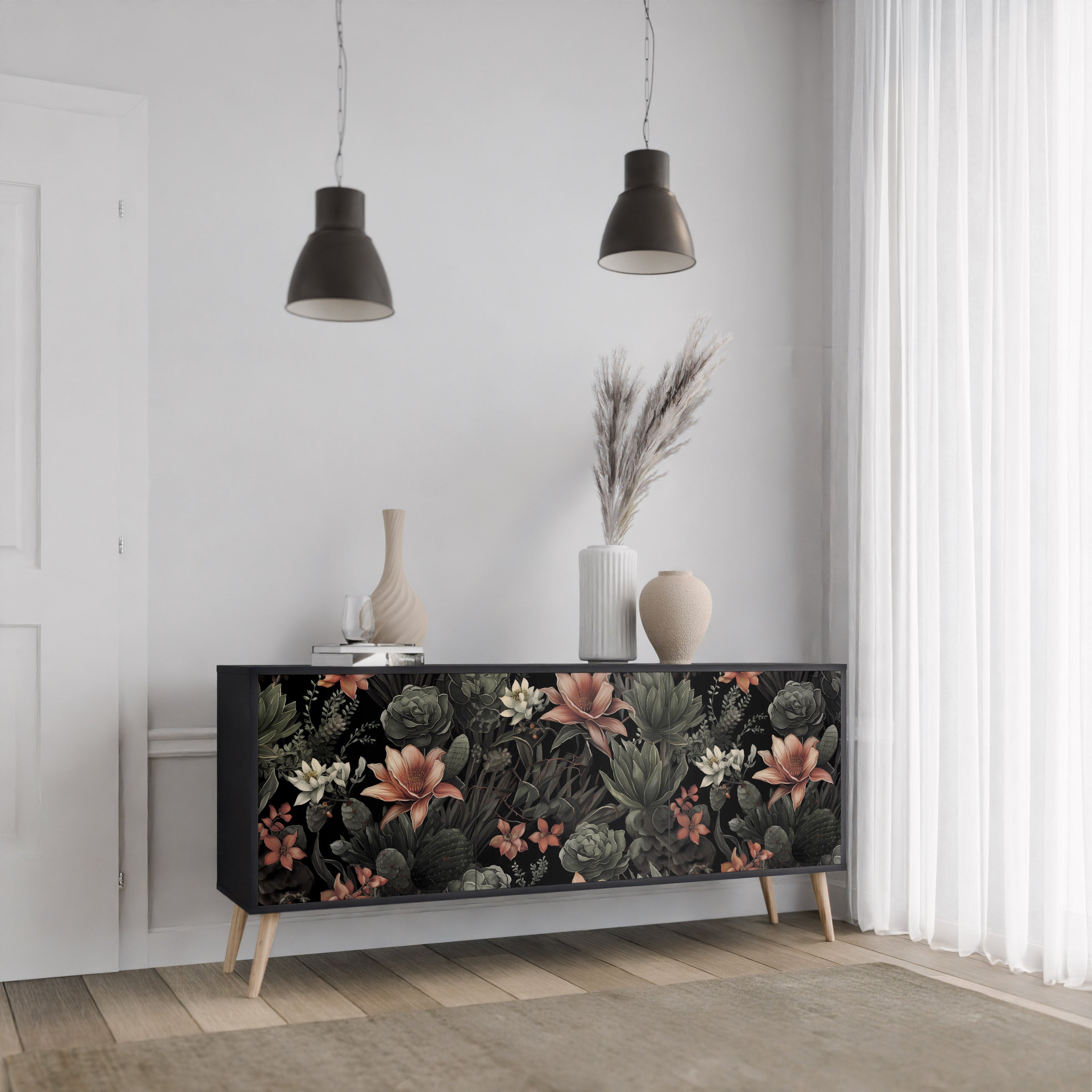 SECRET VERDURE Sideboard mit 3 Türen in Schwarz
