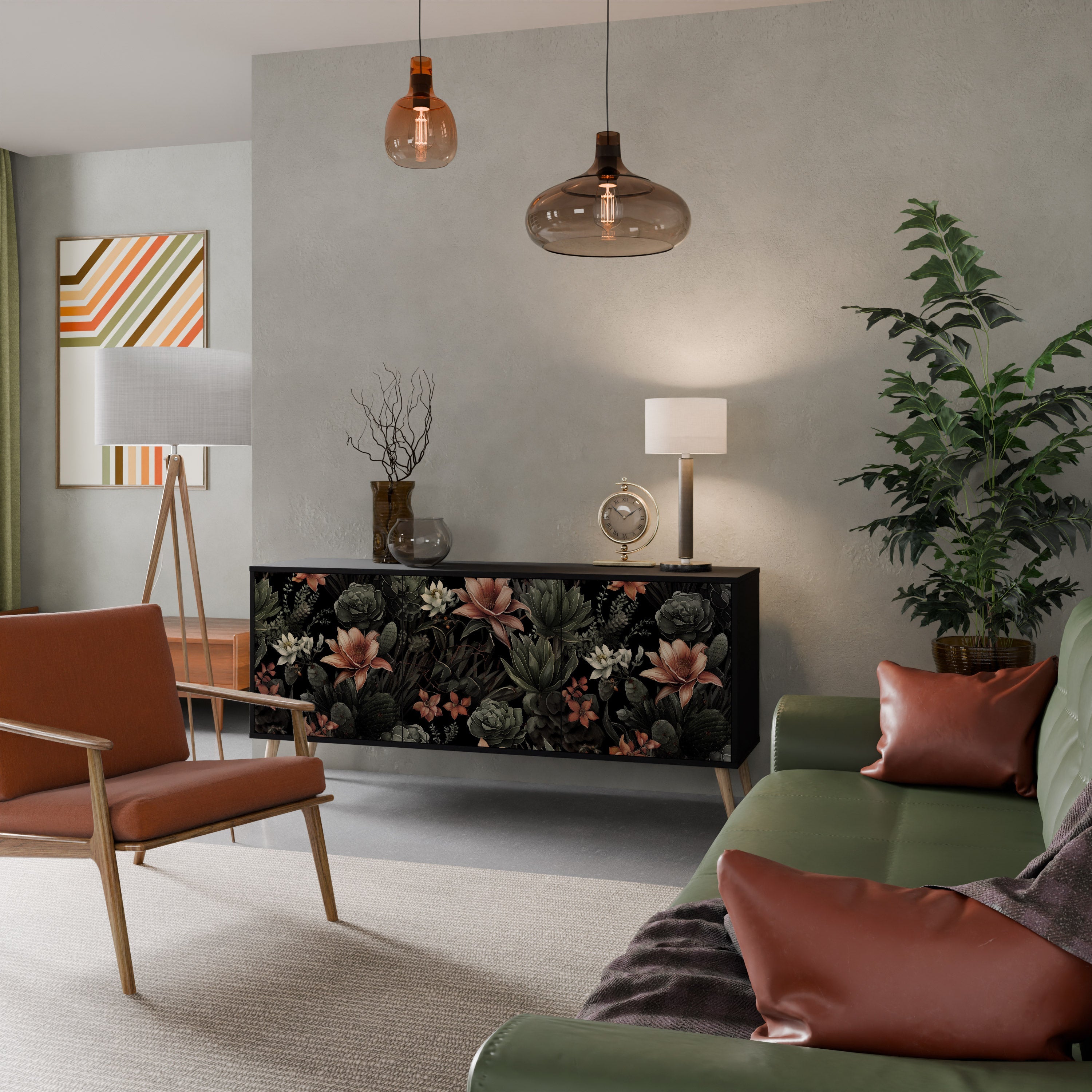 SECRET VERDURE Sideboard mit 3 Türen in Schwarz