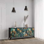 FLORAL SERENITY 3-Door Sideboard in Black Finish