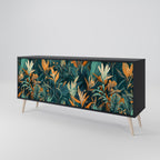FLORAL SERENITY 3-Door Sideboard in Black Finish