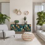 FLORAL SERENITY 3-Door Sideboard in Black Finish