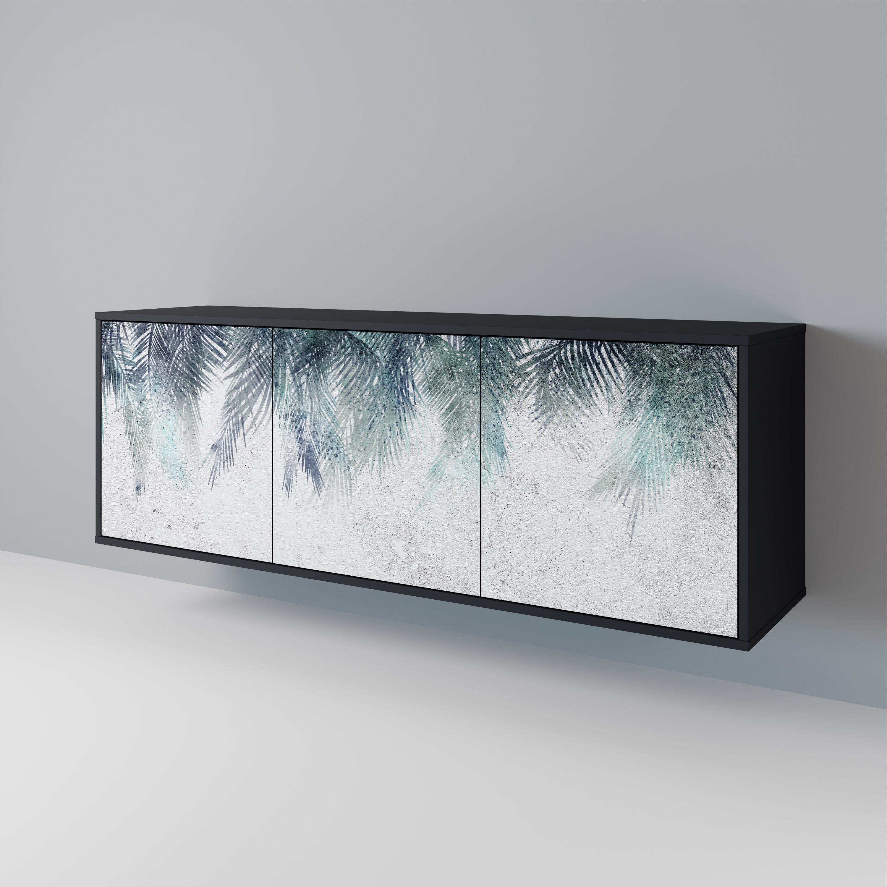 PALM VEIL Sideboard mit 3 Türen in Schwarz