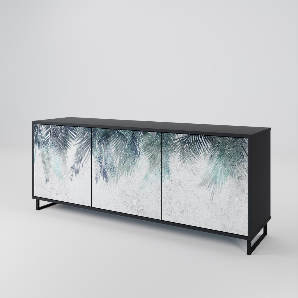 PALM VEIL Sideboard mit 3 Türen in Schwarz