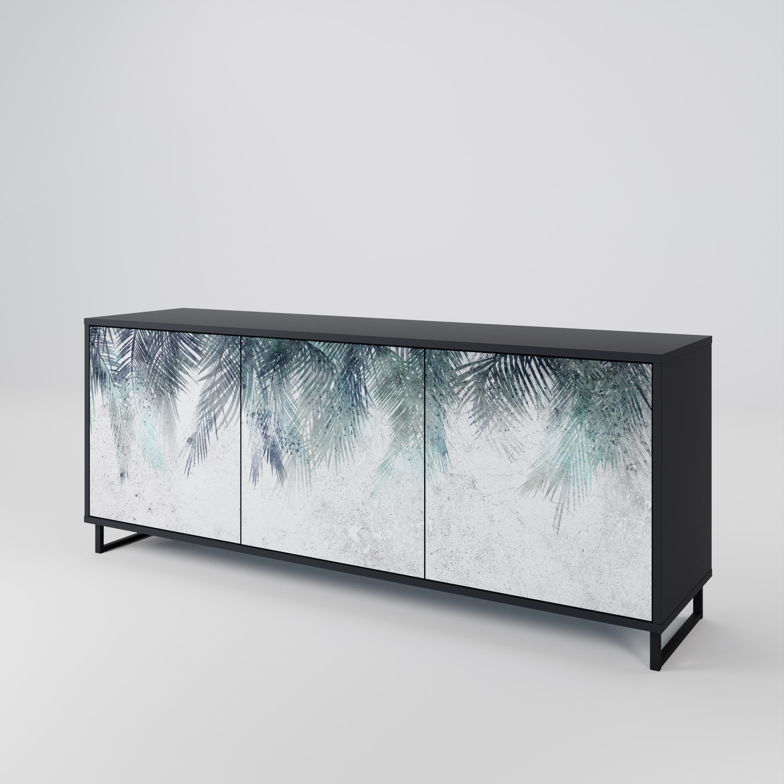 PALM VEIL Sideboard mit 3 Türen in Schwarz