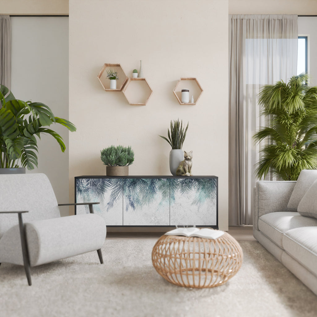 PALM VEIL Sideboard mit 3 Türen in Schwarz