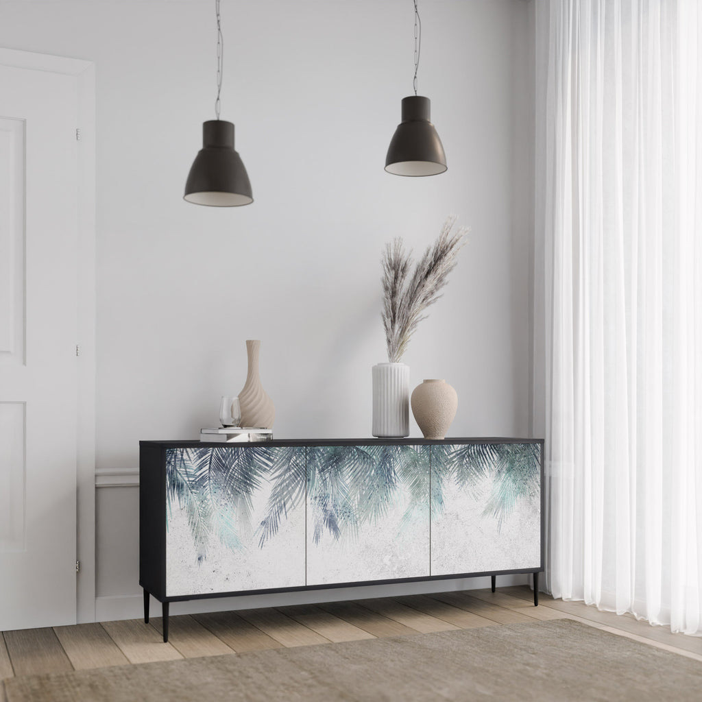 PALM VEIL Sideboard mit 3 Türen in Schwarz