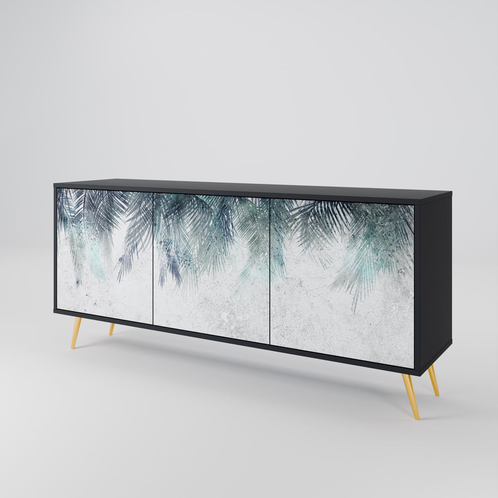 PALM VEIL Sideboard mit 3 Türen in Schwarz