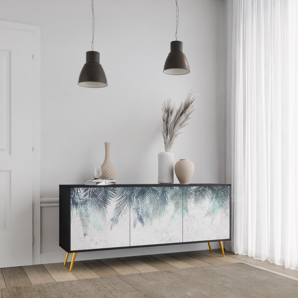 PALM VEIL Sideboard mit 3 Türen in Schwarz