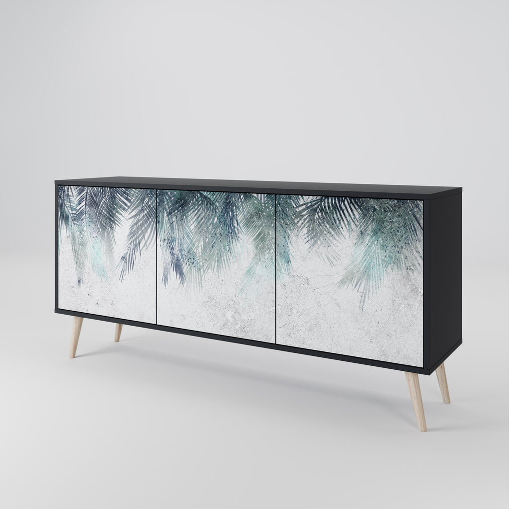 PALM VEIL Sideboard mit 3 Türen in Schwarz