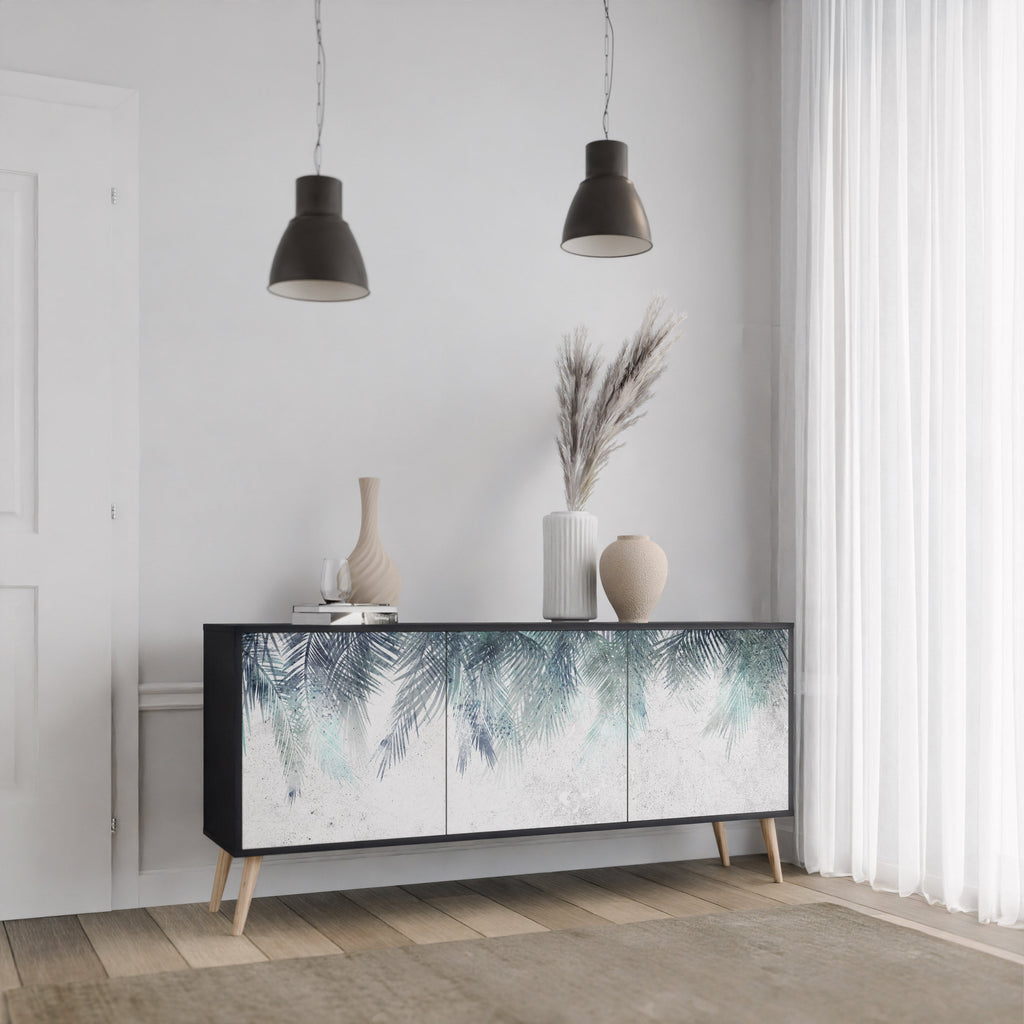 PALM VEIL Sideboard mit 3 Türen in Schwarz