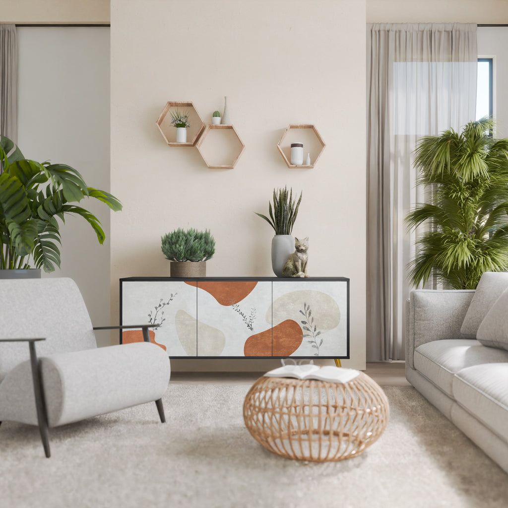 TRANQUIL TWIG 3-Door Sideboard in Black Finish