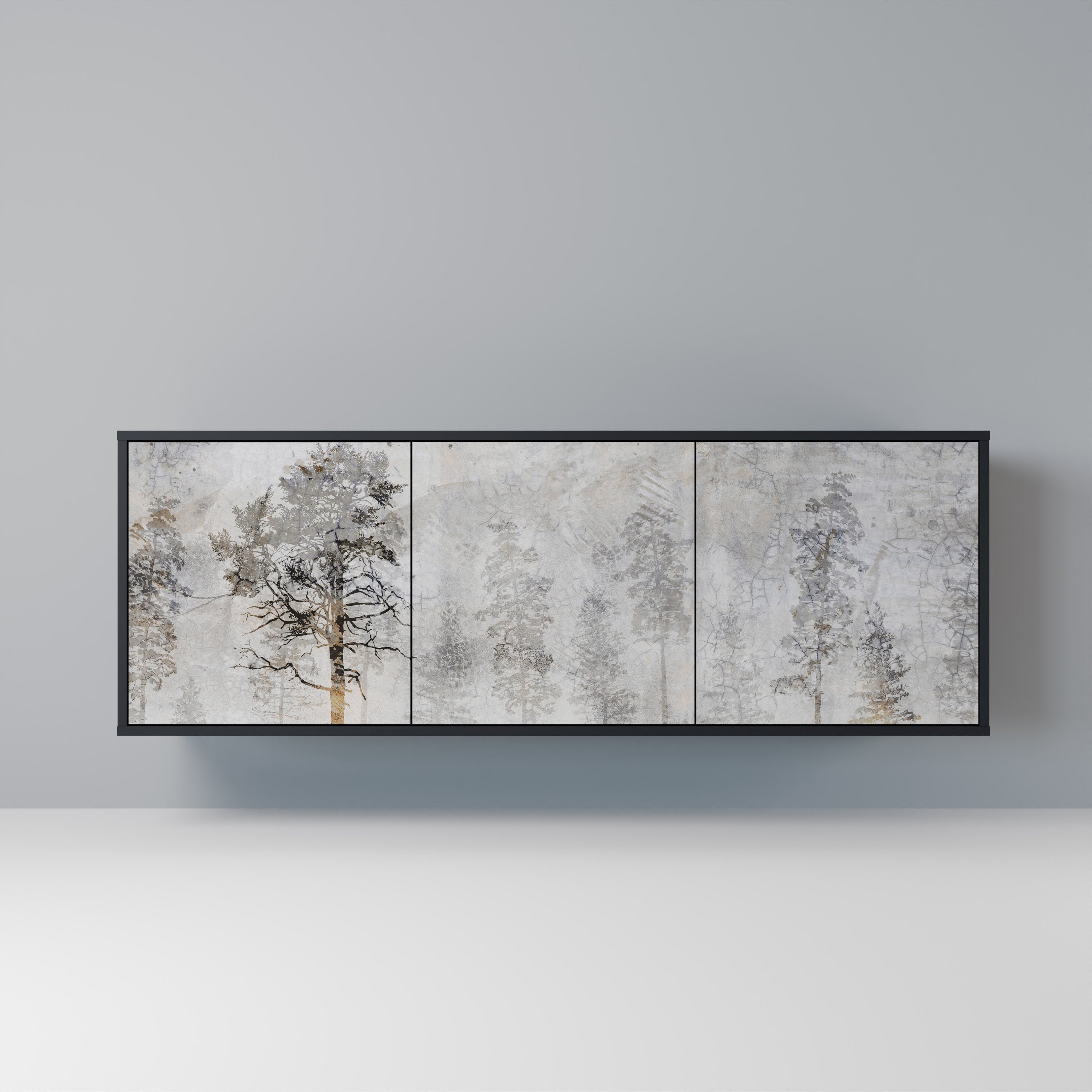 FADE IN THE TREES 3-Door Sideboard in Black Finish