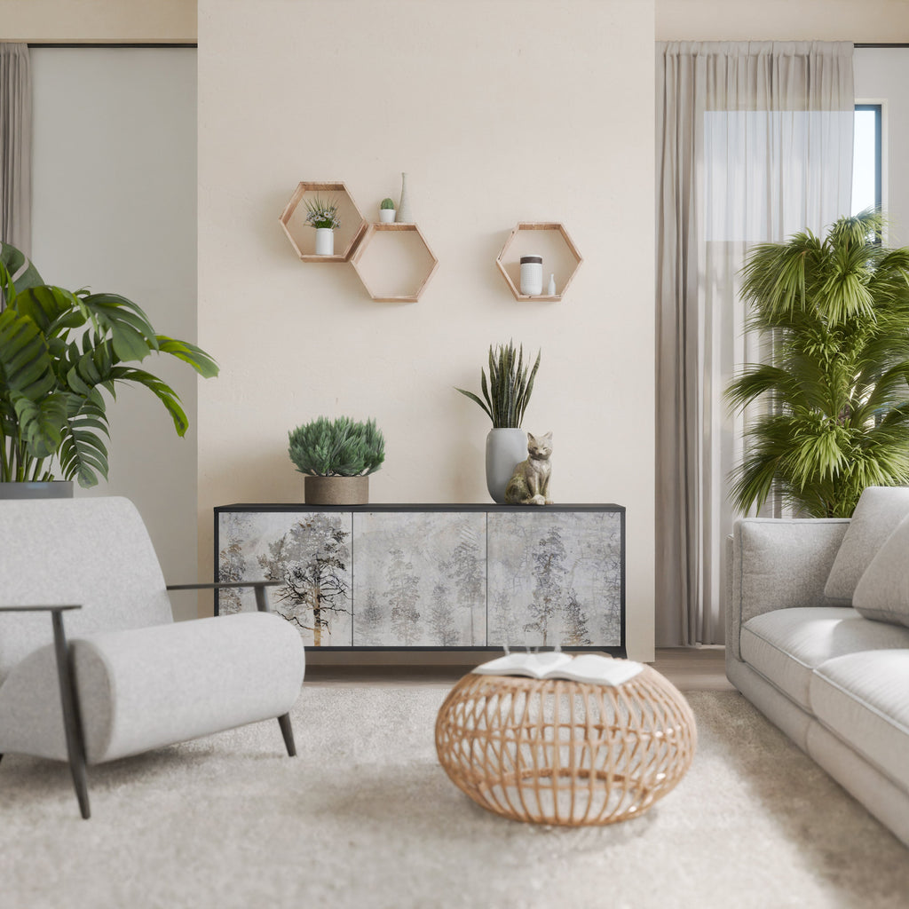 FADE IN THE TREES Sideboard mit 3 Türen in Schwarz