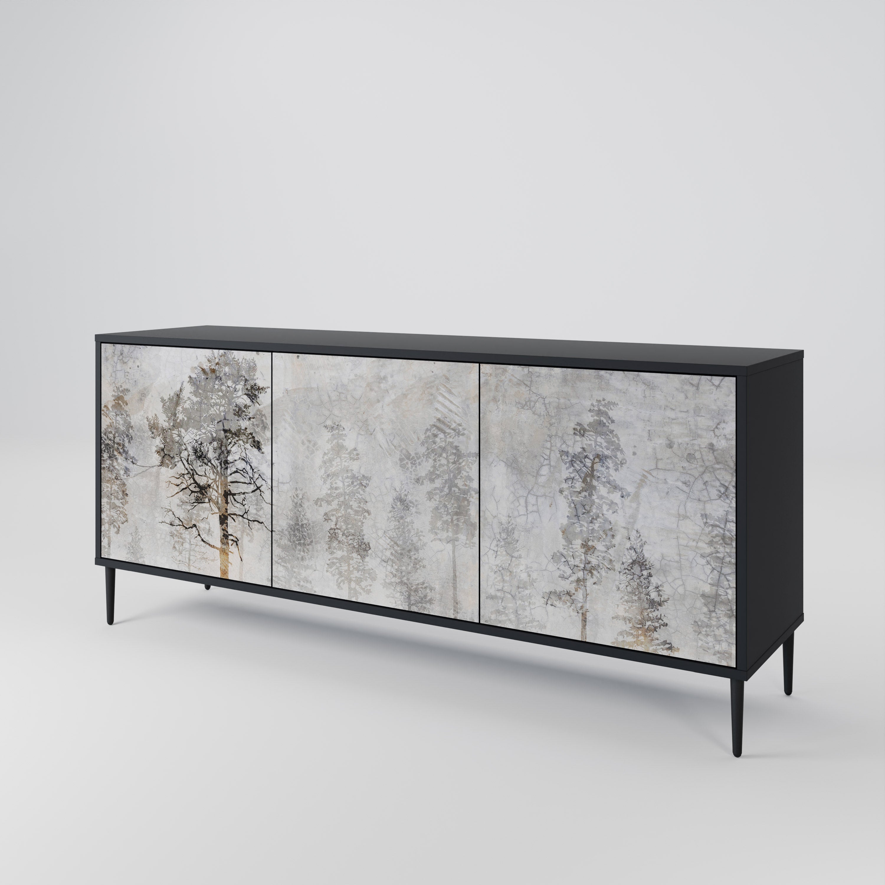 FADE IN THE TREES 3-Door Sideboard in Black Finish