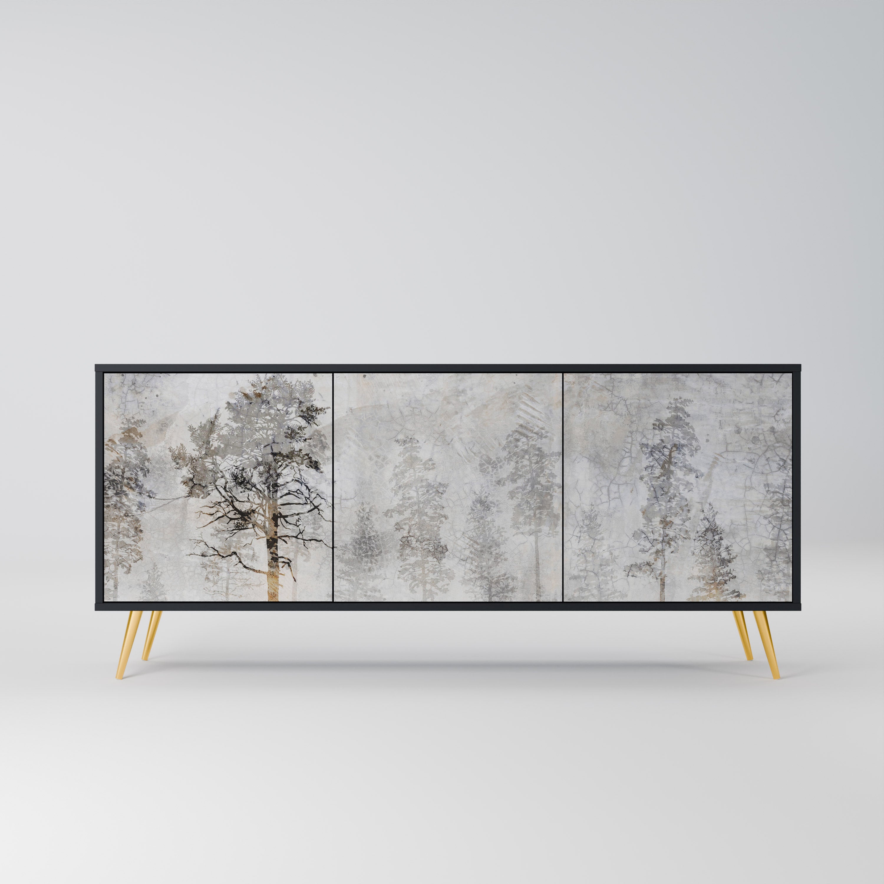 FADE IN THE TREES 3-Door Sideboard in Black Finish