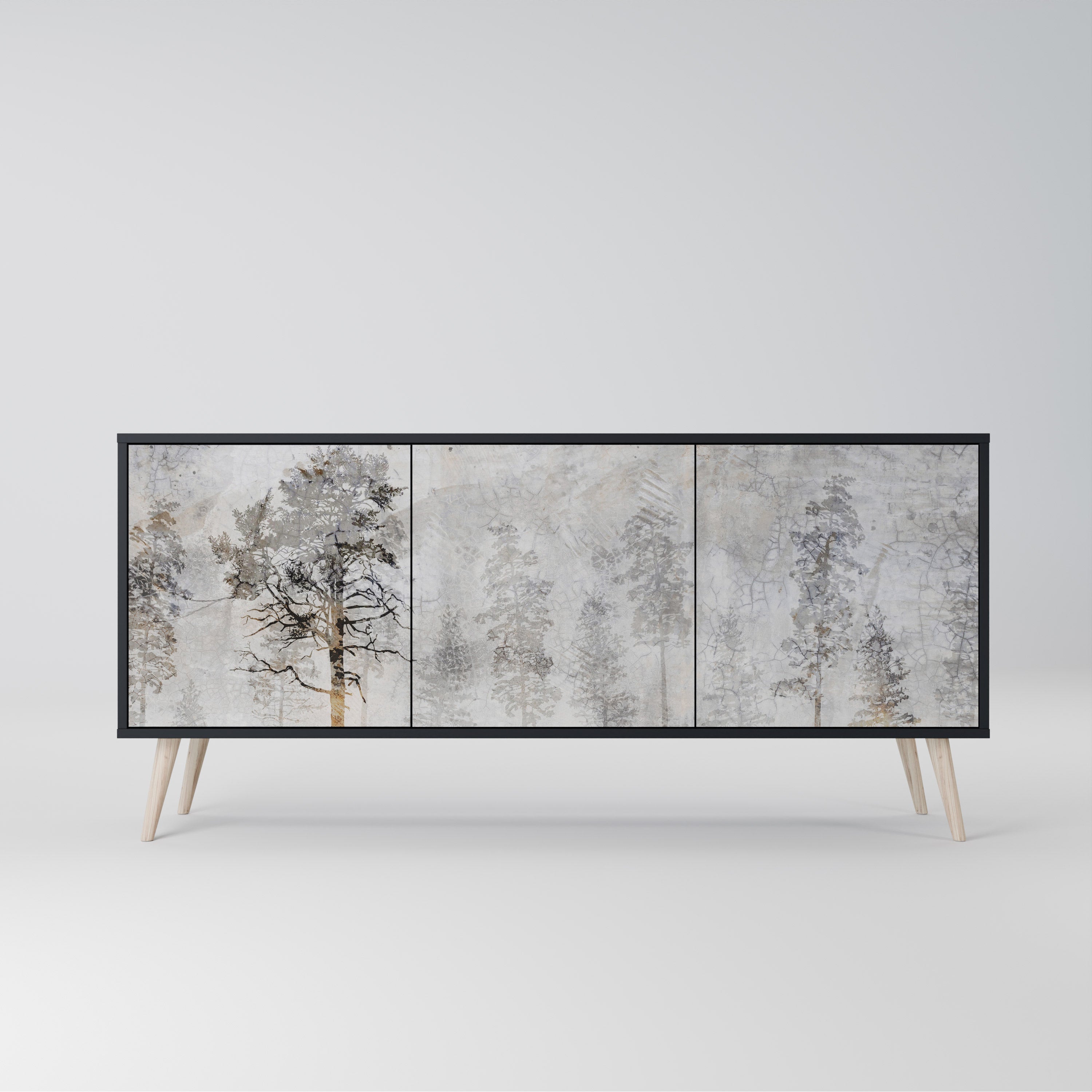 FADE IN THE TREES 3-Door Sideboard in Black Finish