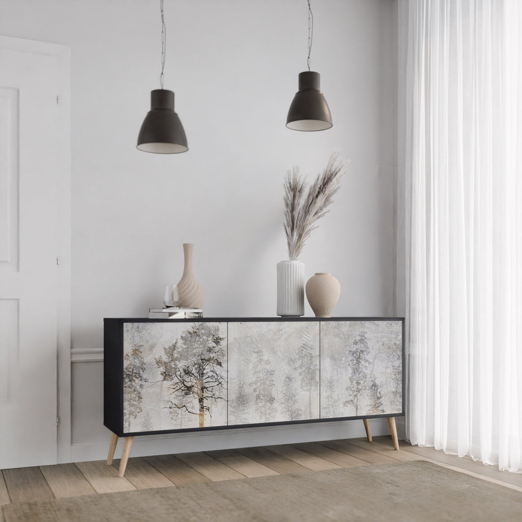 FADE IN THE TREES Sideboard mit 3 Türen in Schwarz