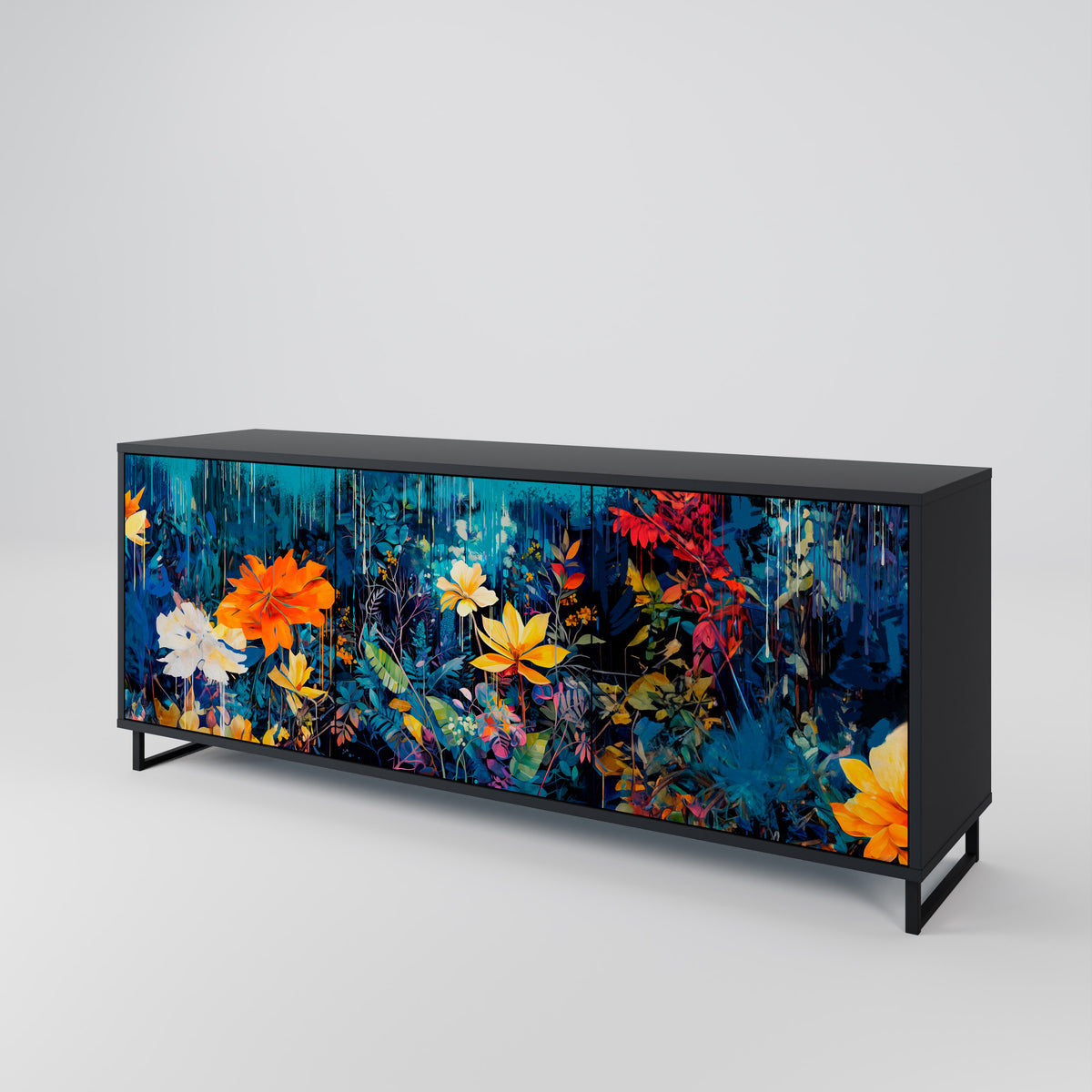 MIDNIGHT BLOSSOM 3-türiges Sideboard