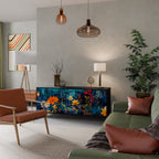 MIDNIGHT BLOSSOM Sideboard mit 3 Türen in Schwarz