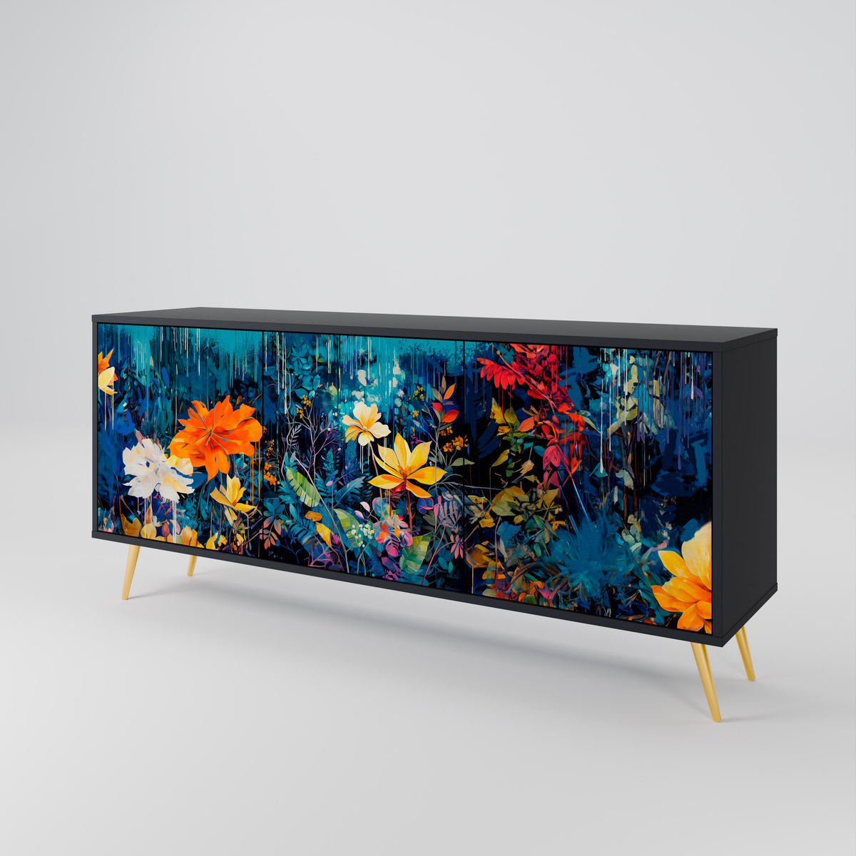 MIDNIGHT BLOSSOM 3-türiges Sideboard