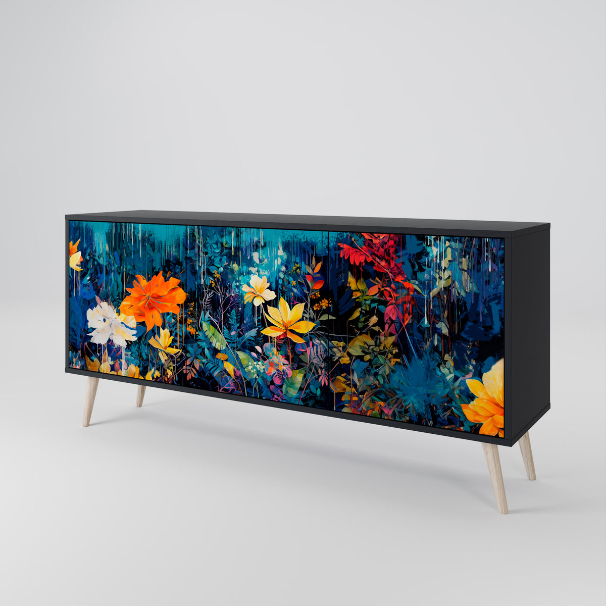 MIDNIGHT BLOSSOM 3-türiges Sideboard