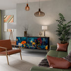 MIDNIGHT BLOSSOM Sideboard mit 3 Türen in Schwarz