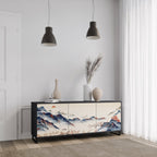 JAPANESE LANDSCAPE 3-Door Sideboard in Black Finish