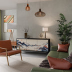 JAPANESE LANDSCAPE 3-Door Sideboard in Black Finish