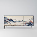 JAPANESE LANDSCAPE 3-Door Sideboard in Black Finish