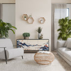 JAPANESE LANDSCAPE 3-Door Sideboard in Black Finish