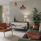 JAPANESE LANDSCAPE 3-Door Sideboard in Black Finish