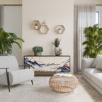 JAPANESE LANDSCAPE 3-Door Sideboard in Black Finish