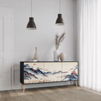 JAPANESE LANDSCAPE 3-Door Sideboard in Black Finish