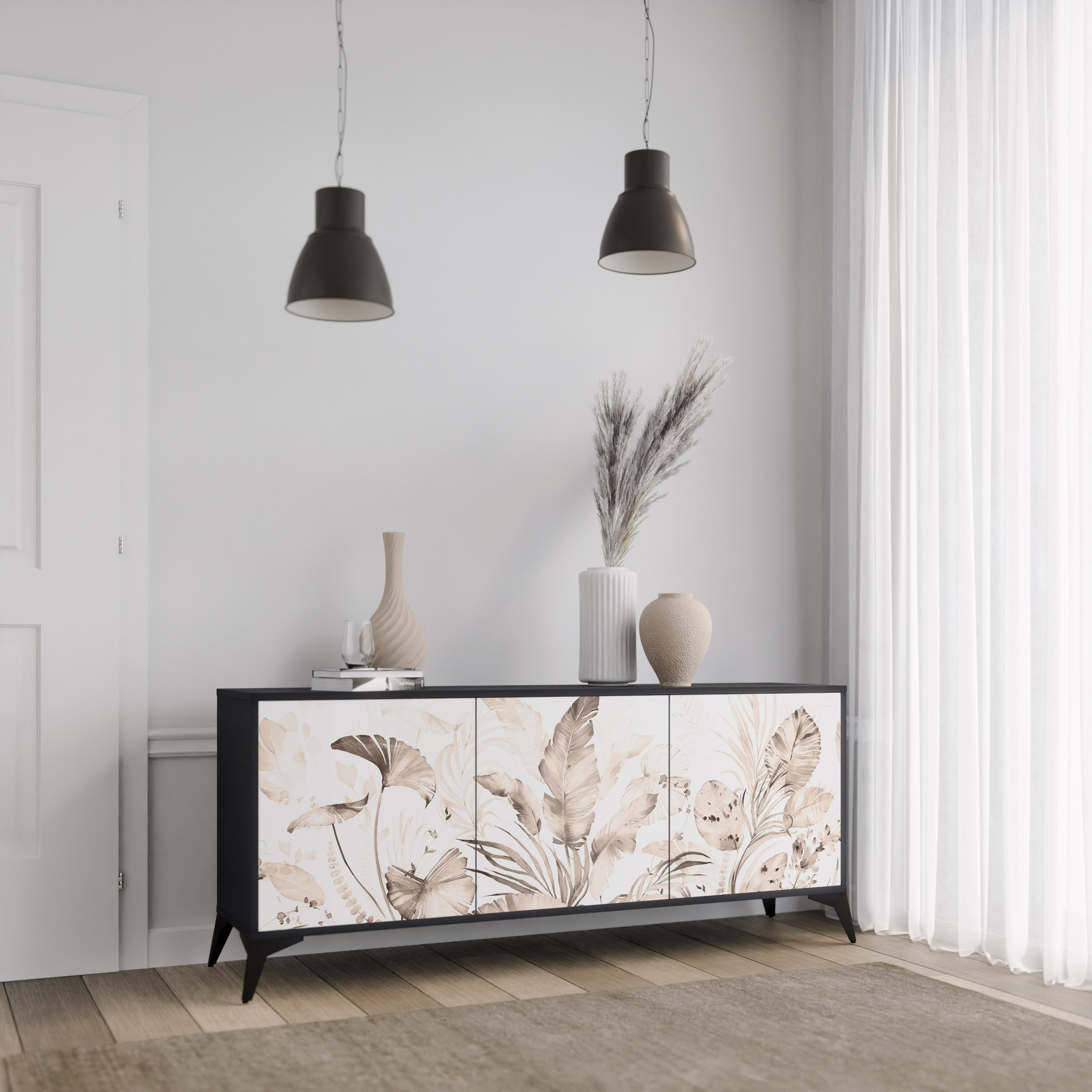 WILD TENDERNESS Sideboard mit 3 Türen in Schwarz