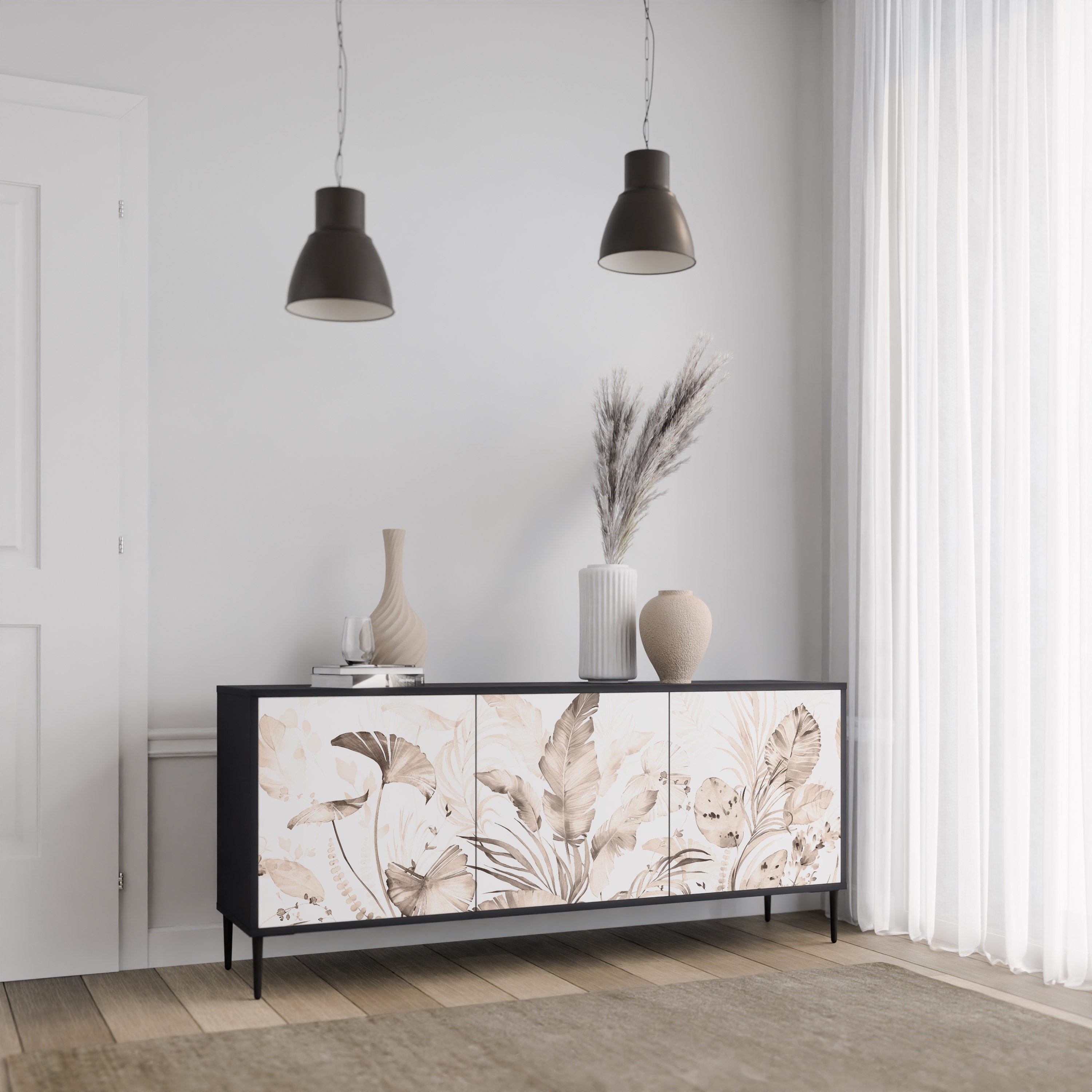 WILD TENDERNESS Sideboard mit 3 Türen in Schwarz