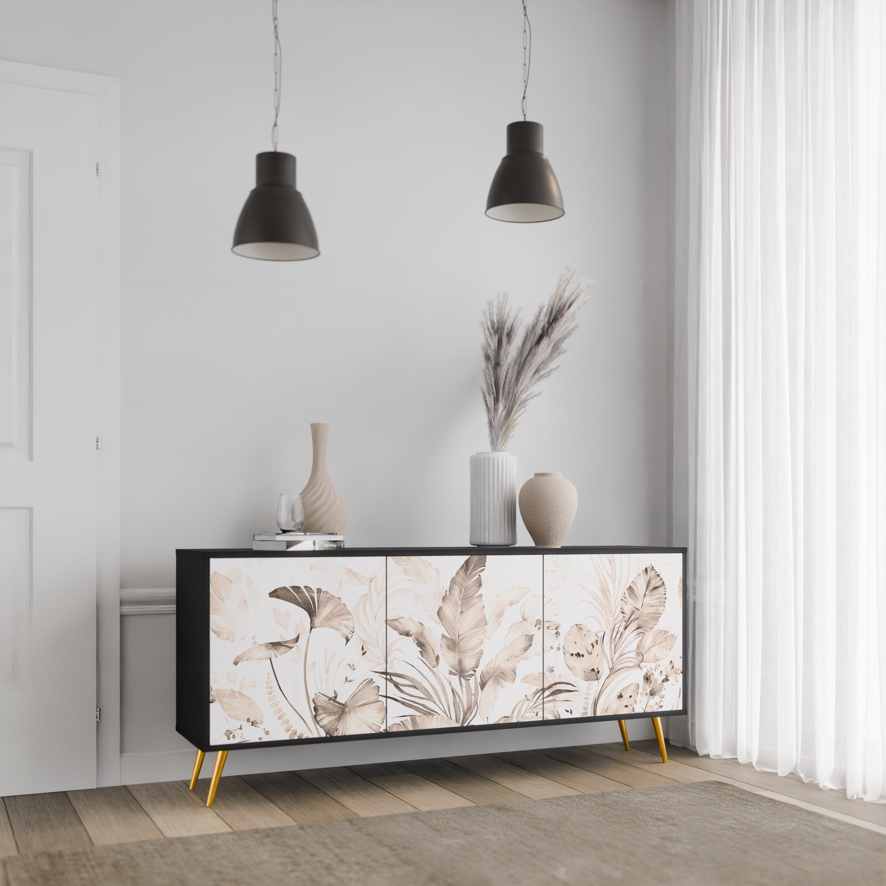 WILD TENDERNESS Sideboard mit 3 Türen in Schwarz