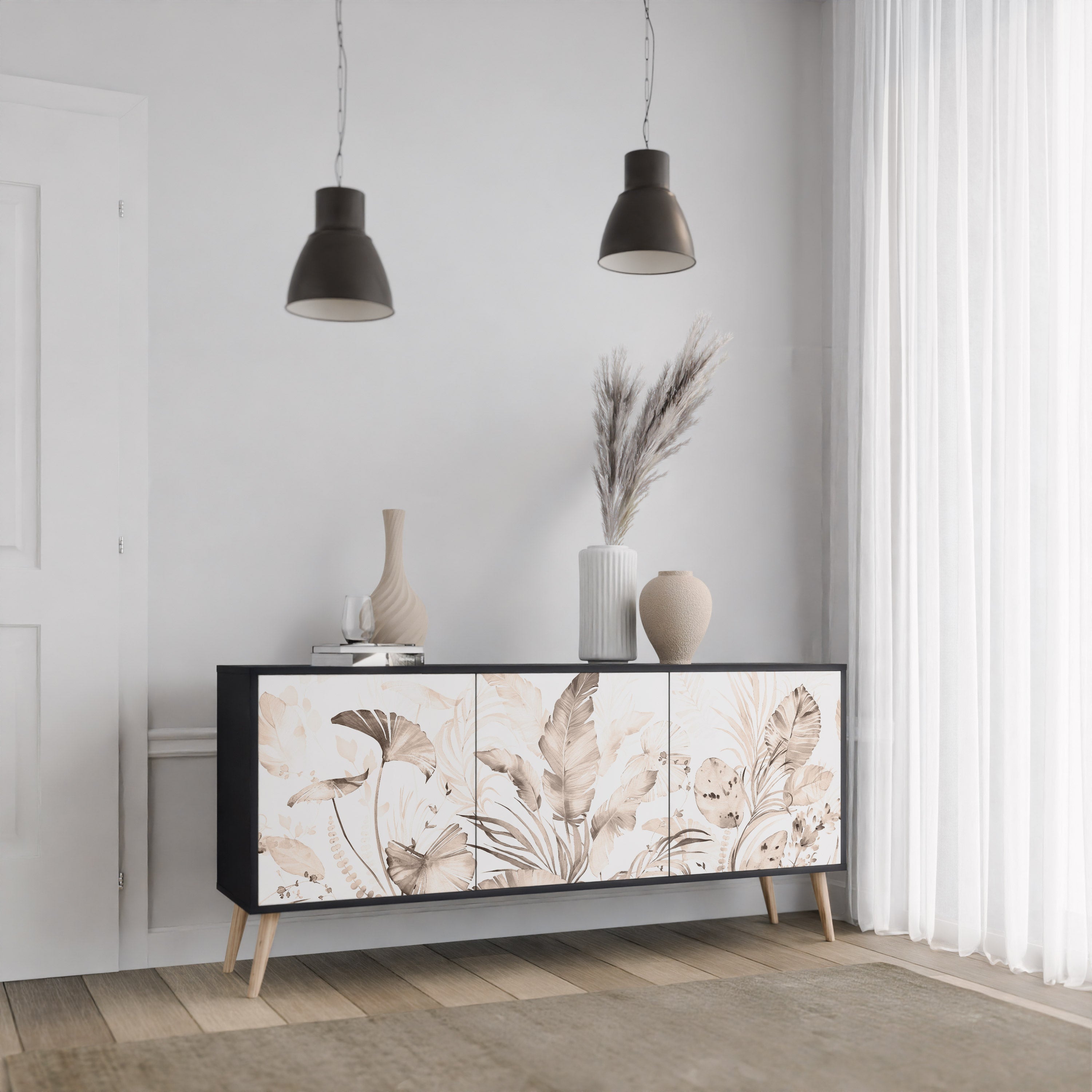 WILD TENDERNESS Sideboard mit 3 Türen in Schwarz