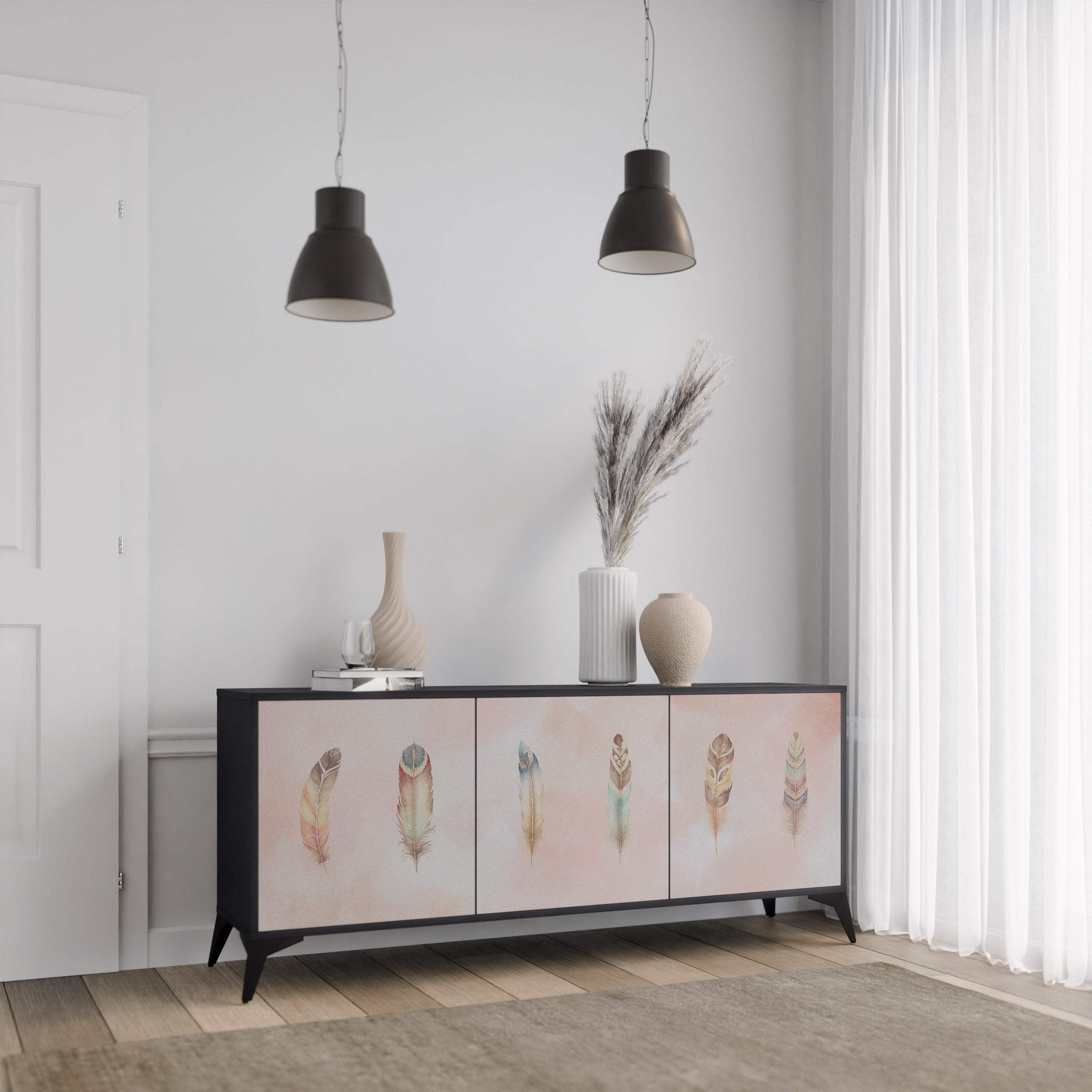 THE DELIQUESCE Sideboard mit 3 Türen in Schwarz