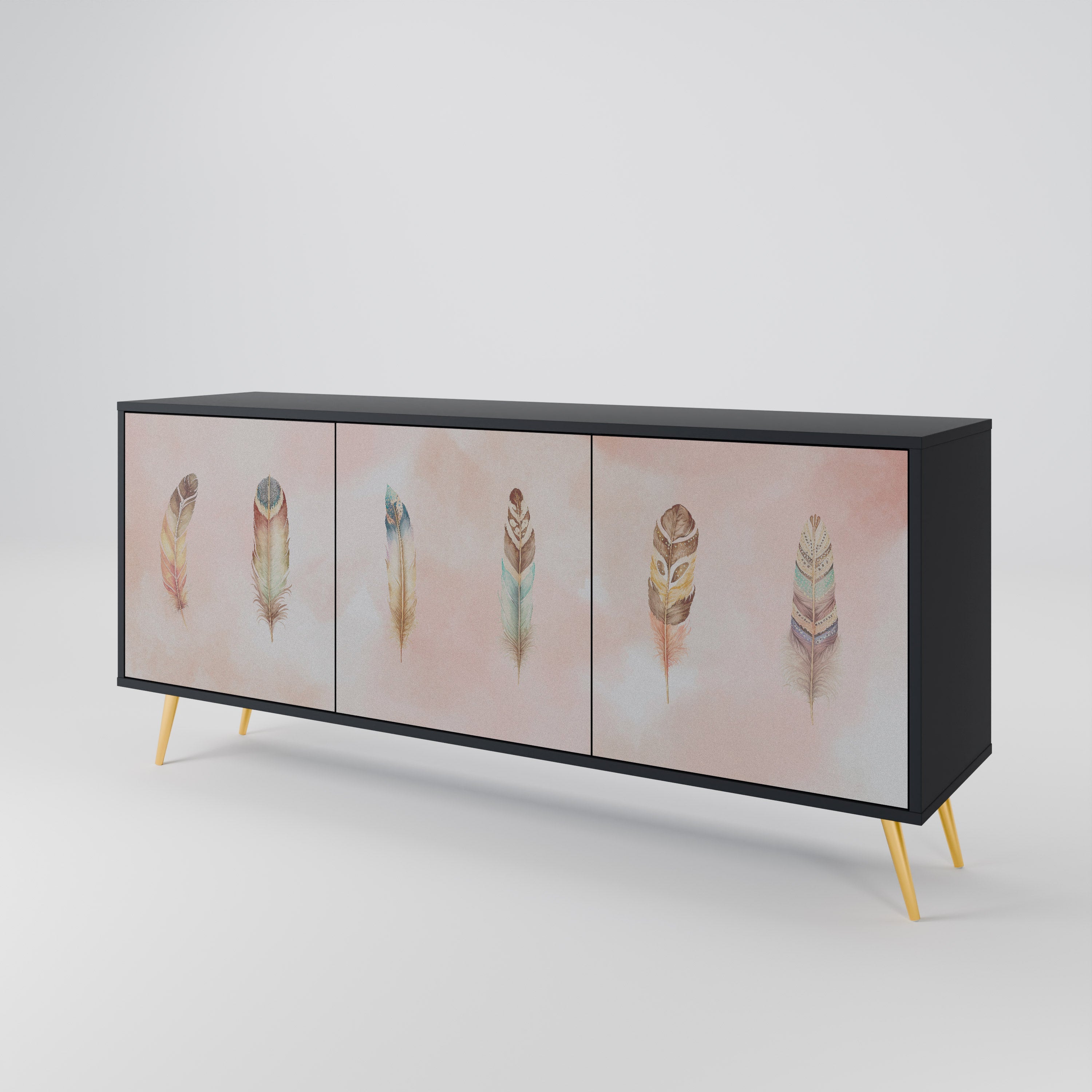 THE DELIQUESCE Sideboard mit 3 Türen in Schwarz