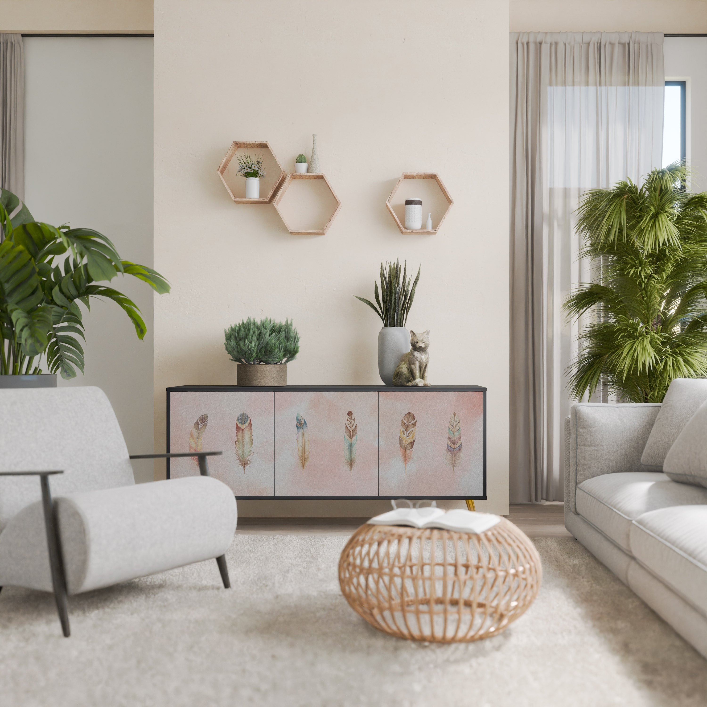 THE DELIQUESCE Sideboard mit 3 Türen in Schwarz