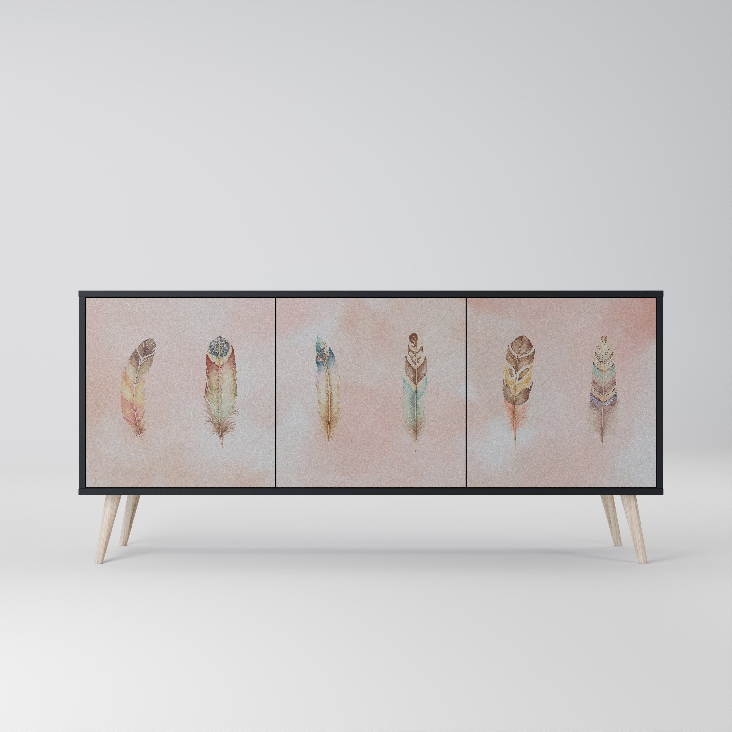 THE DELIQUESCE 3-Door Sideboard in Black Finish