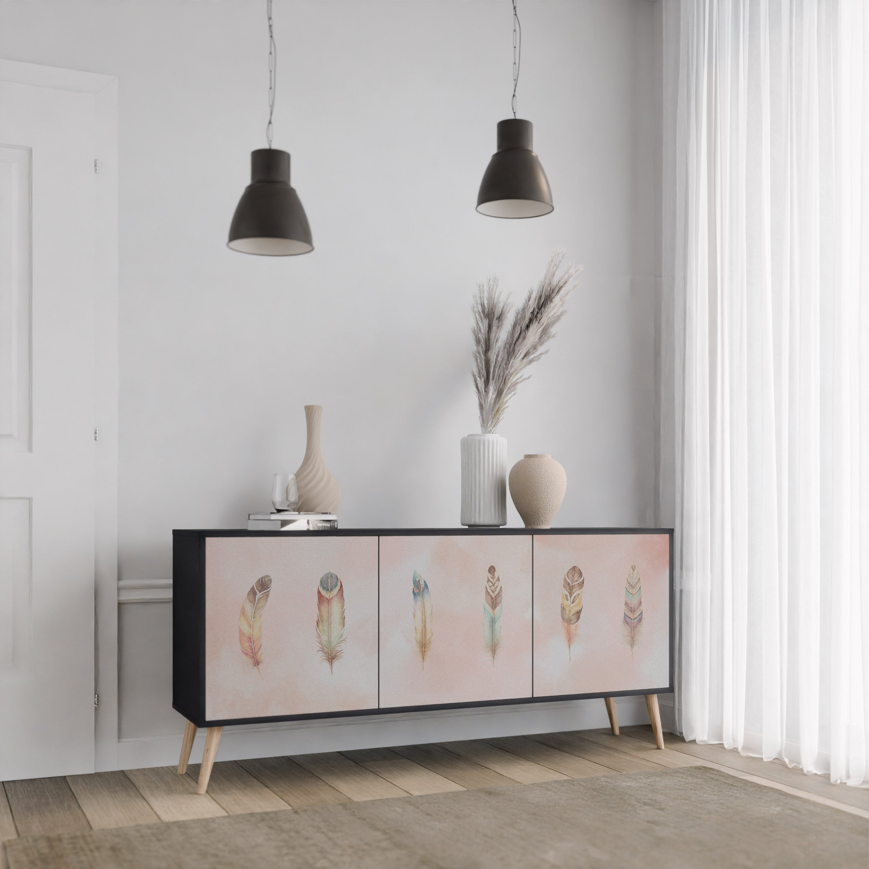 THE DELIQUESCE Sideboard mit 3 Türen in Schwarz