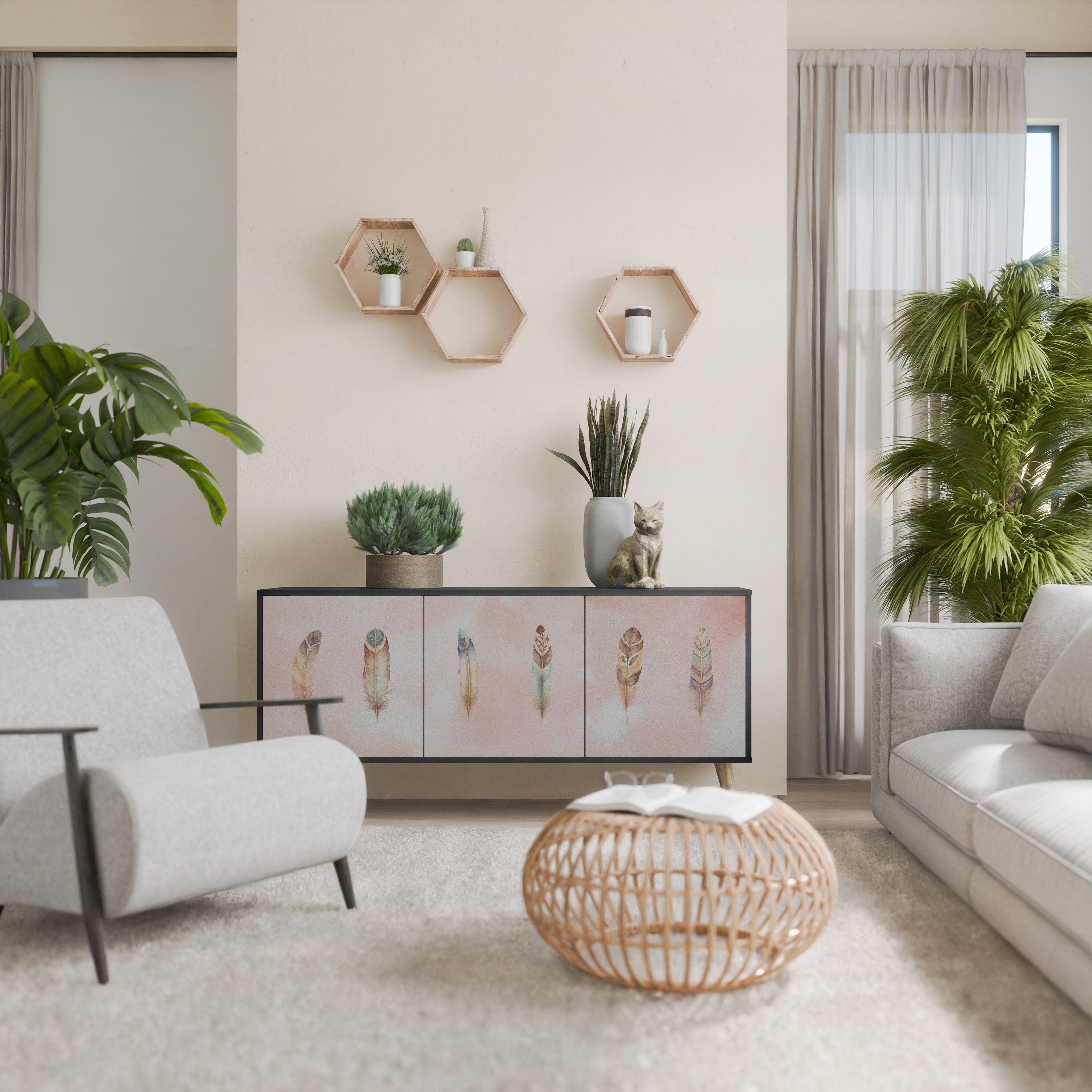 THE DELIQUESCE Sideboard mit 3 Türen in Schwarz